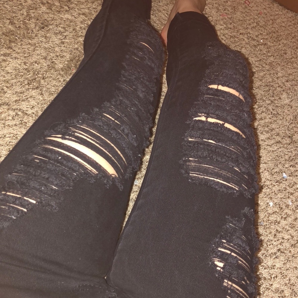 Black mid rise ripped jeans SIZE 1